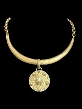 Gold-Tone Medallion Pendant Collar Necklace - Women Jewelry